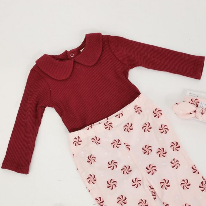 ⁦طقم 4 قطع للأطفال لون خمري وزهري⁩ - الصورة ⁦4⁩