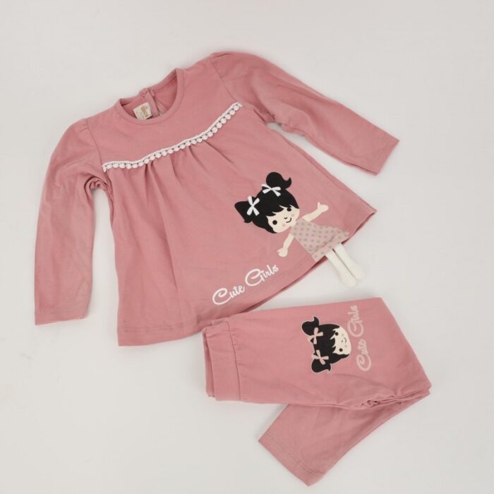 ⁦طقم للأطفال قطعتين لون زهري⁩ - الصورة ⁦3⁩