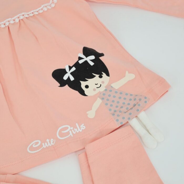 ⁦طقم قطعتين للأطفال لون مشمشي⁩ - الصورة ⁦2⁩