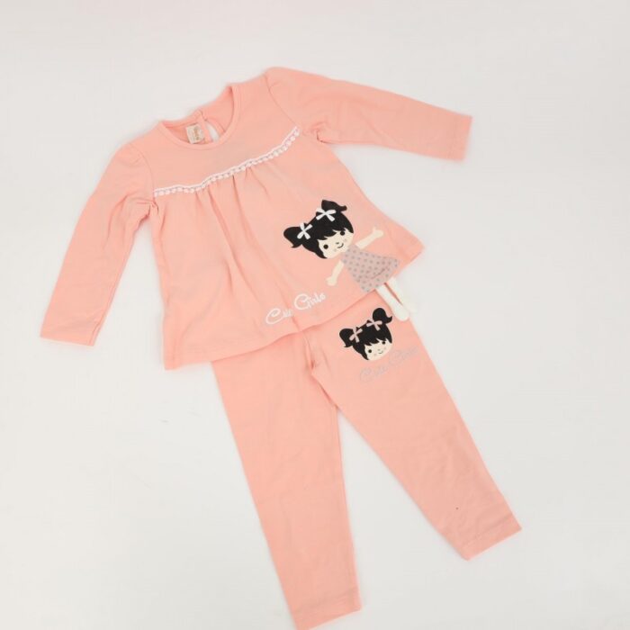 ⁦طقم قطعتين للأطفال لون مشمشي⁩ - الصورة ⁦3⁩