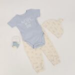 ⁦طقم 4 قطع للأطفال لون أزرق فاتح وبيج⁩ - الصورة ⁦4⁩