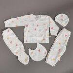 ⁦طقم حديثي الولادة 5 قطع لون أبيض⁩ - الصورة ⁦6⁩