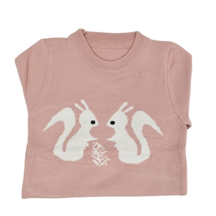 ⁦بلوزة ربيعية للأطفال لون زهري نود بتصميم أرنب⁩ - الصورة ⁦3⁩