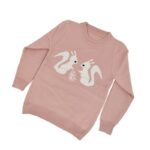 ⁦بلوزة ربيعية للأطفال لون زهري نود بتصميم أرنب⁩ - الصورة ⁦5⁩