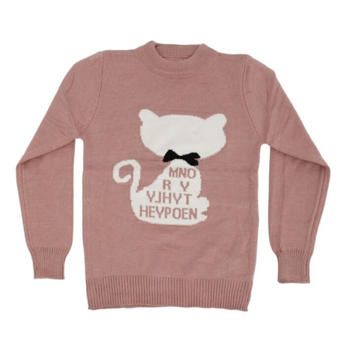 ⁦بلوزة ربيعية للأطفال لون نود بتصميم قطة⁩ - الصورة ⁦4⁩