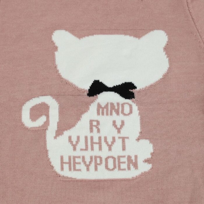 ⁦بلوزة ربيعية للأطفال لون نود بتصميم قطة⁩ - الصورة ⁦6⁩