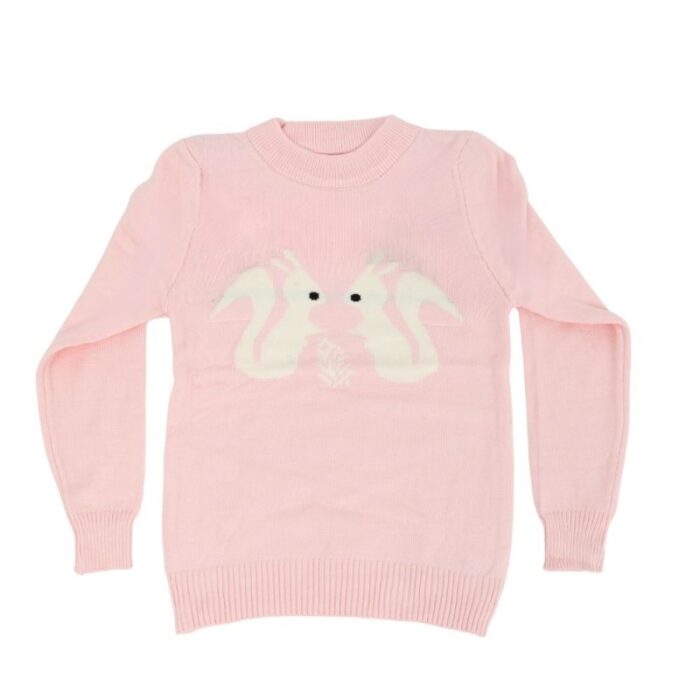 ⁦بلوزة ربيعية للأطفال لون زهري فاتح بتصميم أرنب⁩ - الصورة ⁦5⁩