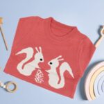 بلوزة ربيعية للأطفال لون بطيخي بتصميم أرنب