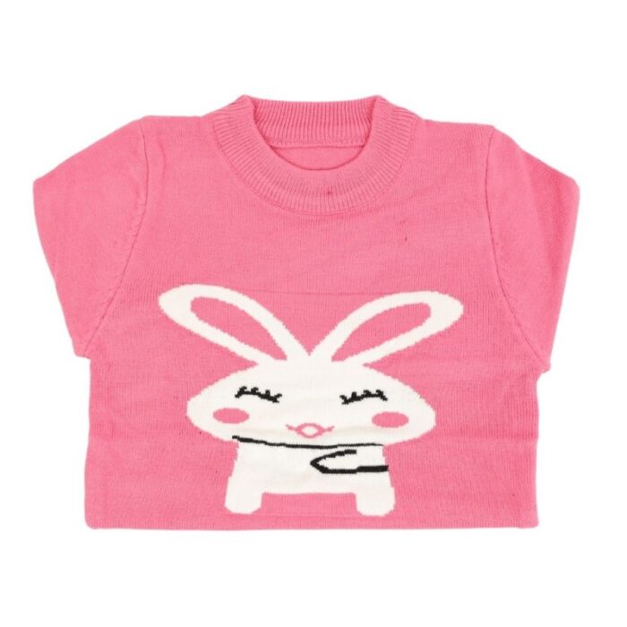 ⁦بلوزة ربيعية للأطفال لون زهري بتصميم أرنب⁩ - الصورة ⁦2⁩