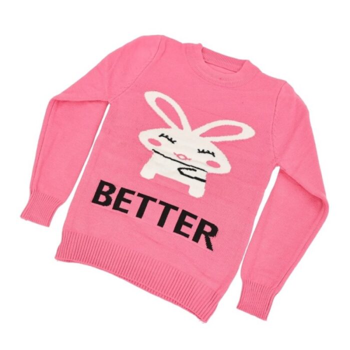 ⁦بلوزة ربيعية للأطفال لون زهري بتصميم أرنب⁩ - الصورة ⁦4⁩