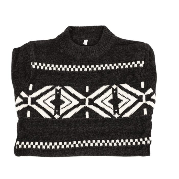 ⁦بلوزة صوف للأطفال لون أًسود و أبيض⁩ - الصورة ⁦6⁩