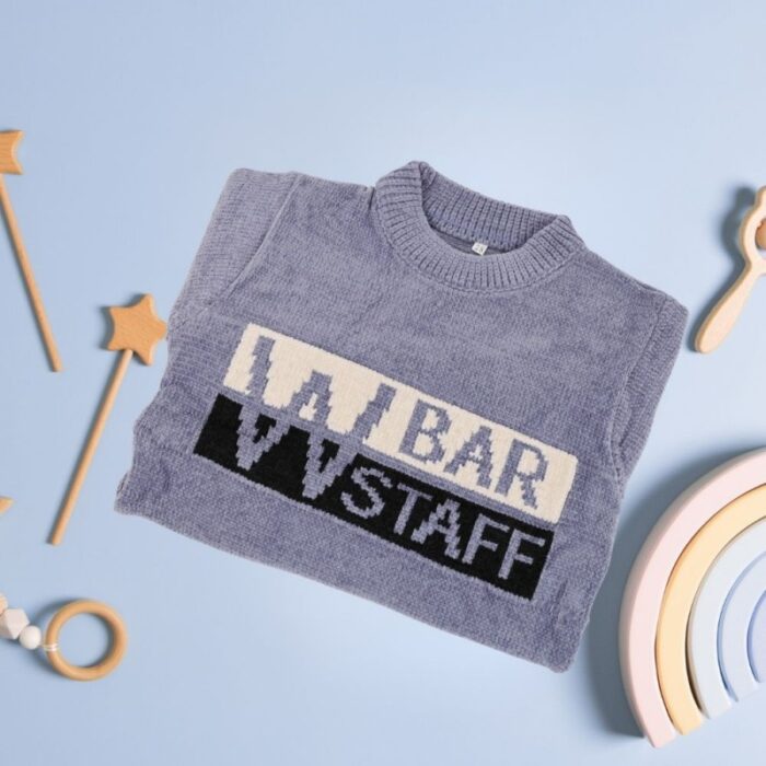 ⁦بلوزة صوف للأطفال لون رمادي مزرق⁩ - الصورة ⁦6⁩