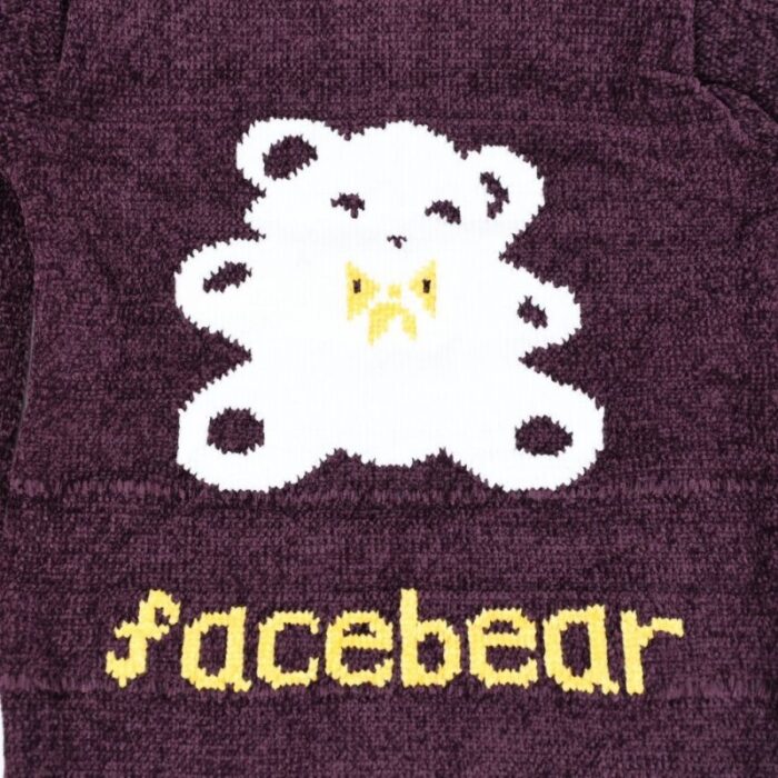 ⁦بلوزة صوف للأطفال لون بنفسجي بتصميم دب⁩ - الصورة ⁦4⁩