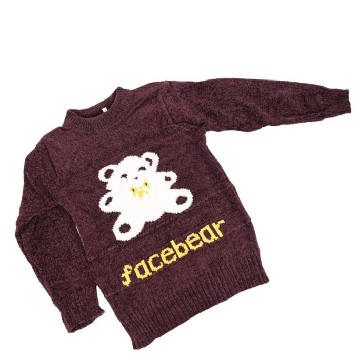 ⁦بلوزة صوف للأطفال لون بنفسجي بتصميم دب⁩ - الصورة ⁦6⁩