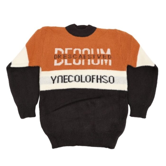 ⁦بلوزة صوف للأطفال لون بني و أبيض وأسود⁩ - الصورة ⁦6⁩