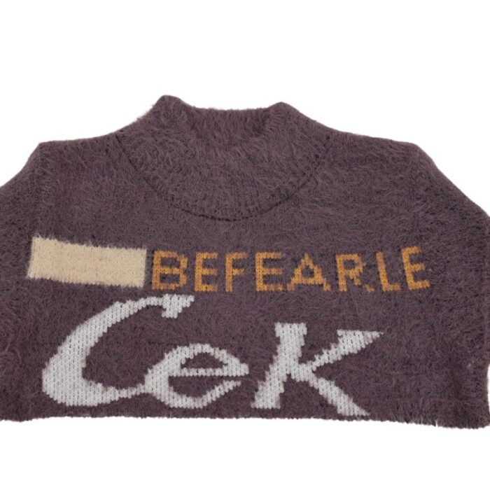 ⁦بلوزة صوف للأطفال لون بنفسجي وبيج⁩ - الصورة ⁦2⁩