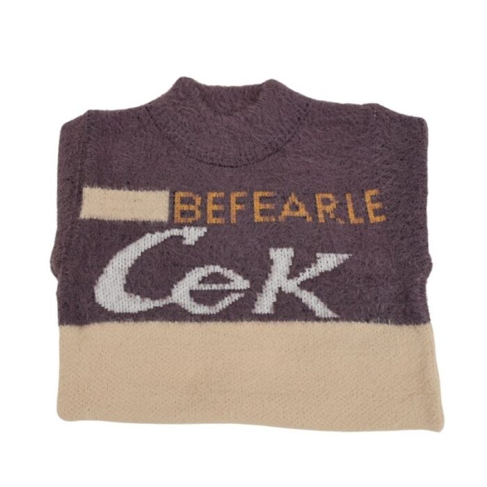 ⁦بلوزة صوف للأطفال لون بنفسجي وبيج⁩ - الصورة ⁦5⁩