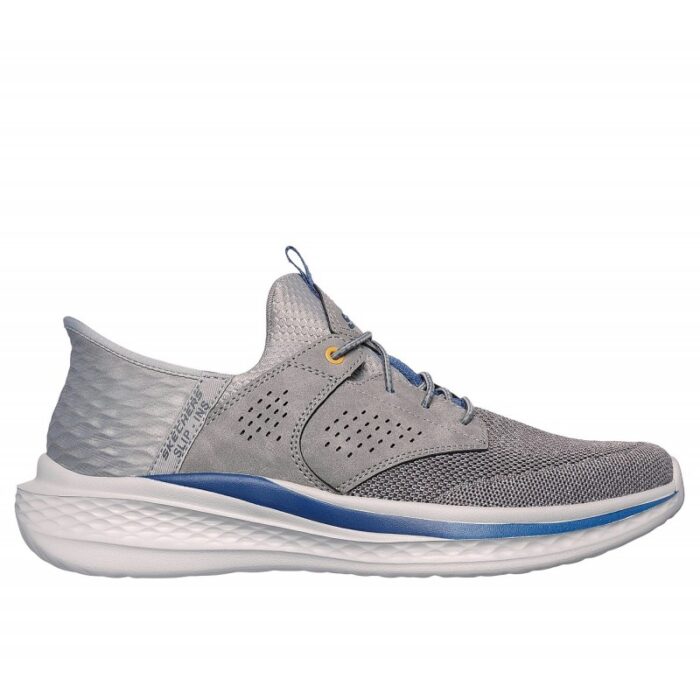 ⁦Skechers Men's Relaxed Fit: Slip-Ins: Slade - Caster Shoes - حذاء سكيتشرز ريلاكس فيت: سليب انس سلاد للرجال لون رمادي⁩ - الصورة ⁦5⁩