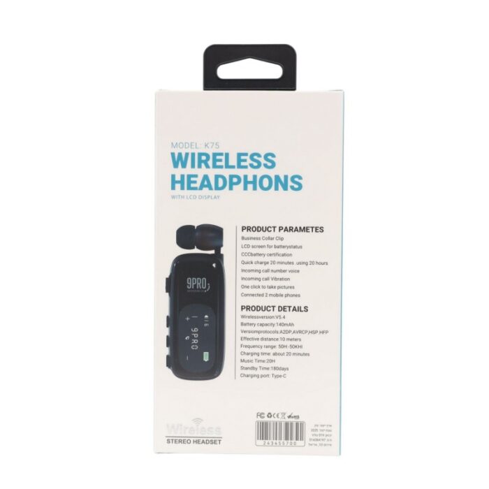 ⁦9Pro K75 Wireless Headphones CLIP BT⁩ - الصورة ⁦2⁩