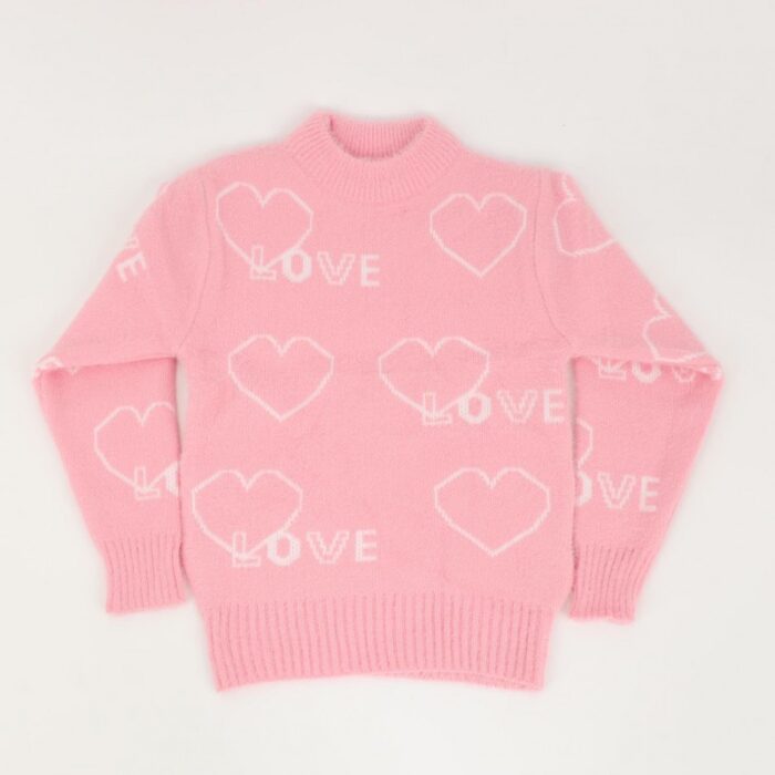 ⁦بلوزة صوف بأكمام طويلة بناتي لون زهري⁩ - الصورة ⁦3⁩