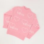 ⁦بلوزة صوف بأكمام طويلة بناتي لون زهري⁩ - الصورة ⁦4⁩