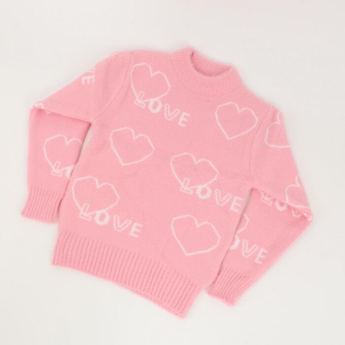 ⁦بلوزة صوف بأكمام طويلة بناتي لون زهري⁩ - الصورة ⁦4⁩