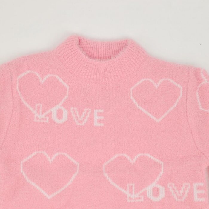 ⁦بلوزة صوف بأكمام طويلة بناتي لون زهري⁩ - الصورة ⁦5⁩