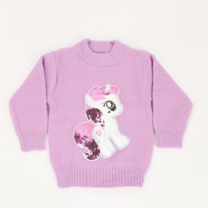 ⁦بلوزة صوف بأكمام طويلة بناتي لون بنفسجي⁩ - الصورة ⁦2⁩