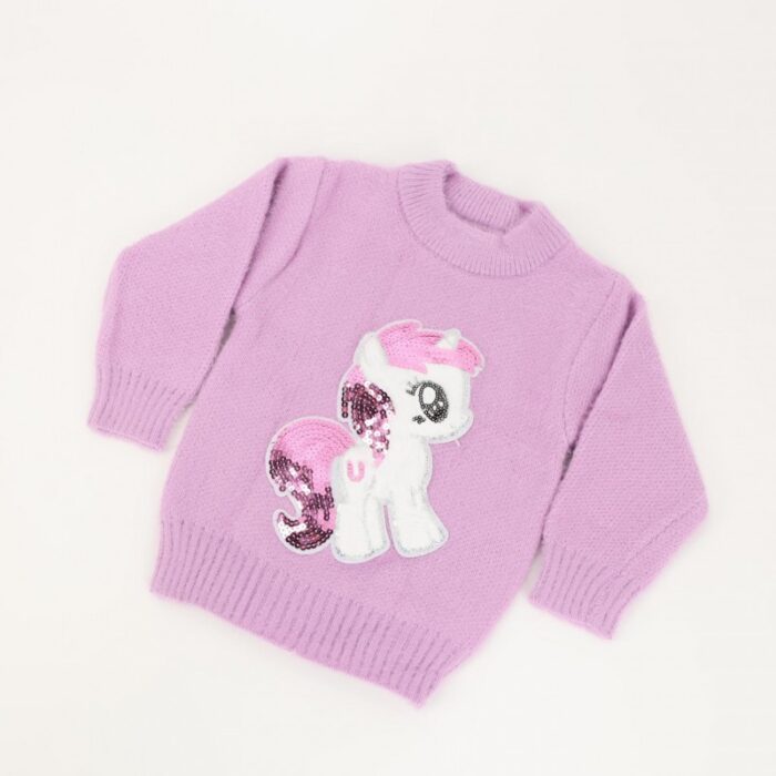 ⁦بلوزة صوف بأكمام طويلة بناتي لون بنفسجي⁩ - الصورة ⁦3⁩