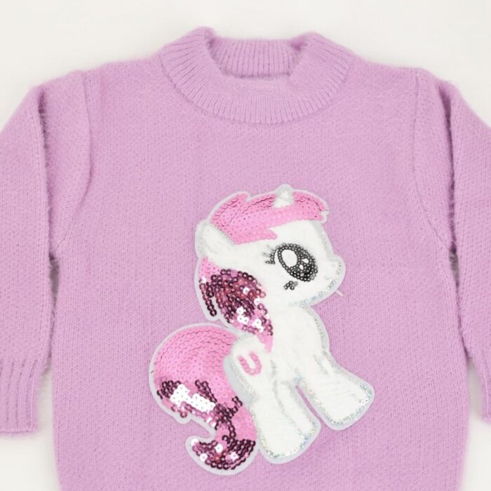 ⁦بلوزة صوف بأكمام طويلة بناتي لون بنفسجي⁩ - الصورة ⁦5⁩