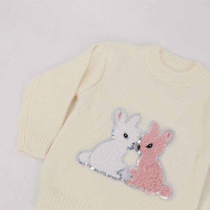 ⁦بلوزة صوف بأكمام طويلة لون أوفوايت⁩ - الصورة ⁦5⁩