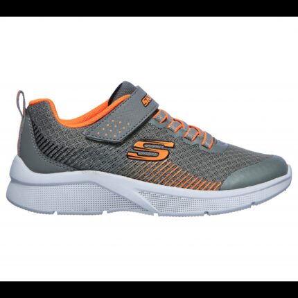 Skechers Kid's Microspec Shoes - حذاء سكيتشرز ميكرو سبيس للأطفال لون رمادي وبرتقالي