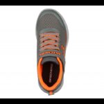 ⁦Skechers Kid's Microspec Shoes - حذاء سكيتشرز ميكرو سبيس للأطفال لون رمادي وبرتقالي⁩ - الصورة ⁦2⁩