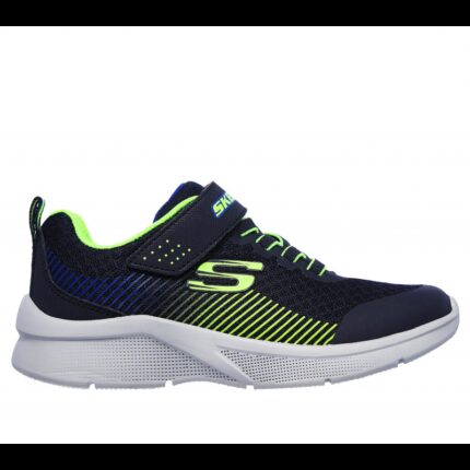 Skechers Kid's Microspec - Navy Lime Shoes - حذاء سكيتشرز ميكرو سبيس للأطفال لون كحلي ورمادي