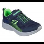 ⁦Skechers Kid's Microspec - Navy Lime Shoes - حذاء سكيتشرز ميكرو سبيس للأطفال لون كحلي ورمادي⁩ - الصورة ⁦6⁩