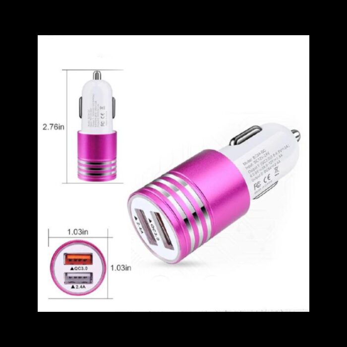 103379694_67df531ebd9ee شاحن سيارة 2 USB اسطواني YSC-06 - الصورة 1