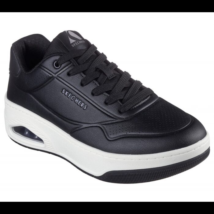 ⁦Skechers Men's Uno Court Shoes - حذاء سكيتشرز أونو- كورت للرجال لون اسود ونعل أبيض⁩ - الصورة ⁦5⁩