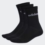 adidas Unisex' Linear Crew Cushioned Socks 3 Pairs- Black