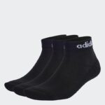adidas Unisex' Linear Ankle Cushioned Socks 3 Pairs- Black