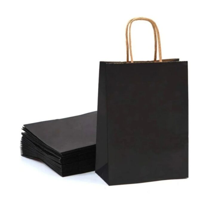 ⁦12 كيس هدايا ورق لون أسود⁩ - الصورة ⁦2⁩