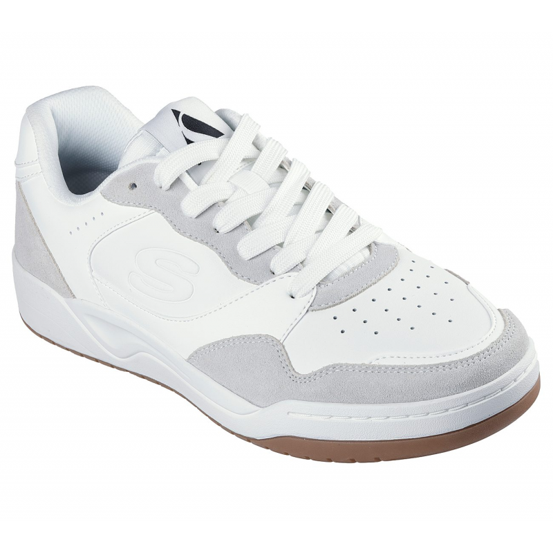 ⁦حذاء سكيتشرز كوبا كورت- فولي لو للرجال لون أبيض وبني - Skechers Men's Koopa Court - Volley Low Varsity Shoes⁩ - الصورة ⁦1⁩