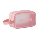 ⁦شنطة قماش حجم وسط لون زهري للمكياج قابلة للغسيل⁩ - الصورة ⁦3⁩