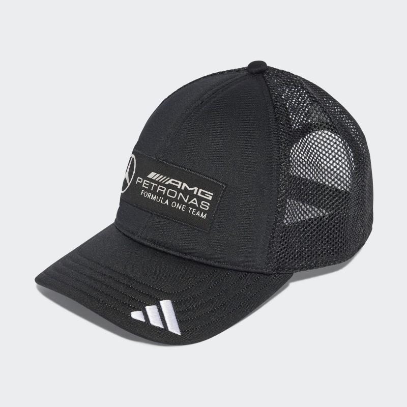 ⁦adidas MERCEDES - AMG PETRONAS FORMULA ONE TEAM SNAPBACK LOGO TRUCKER CAP - Black⁩ - الصورة ⁦1⁩