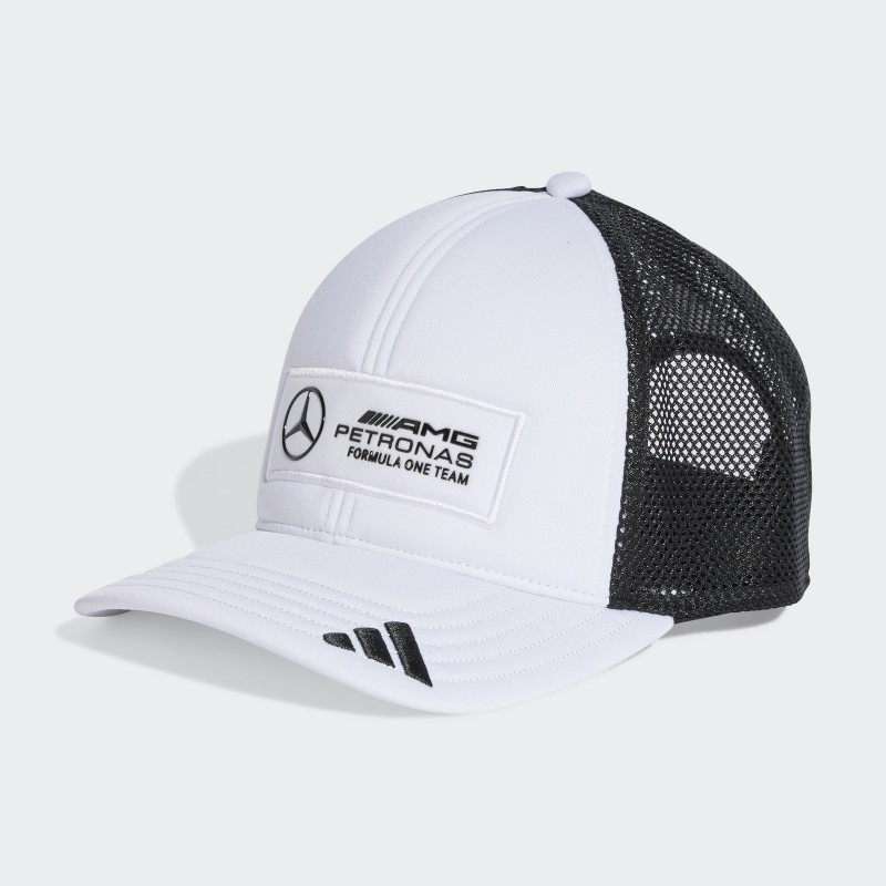 ⁦adidas MERCEDES - AMG PETRONAS FORMULA ONE TEAM SNAPBACK LOGO TRUCKER CAP - White⁩ - الصورة ⁦1⁩