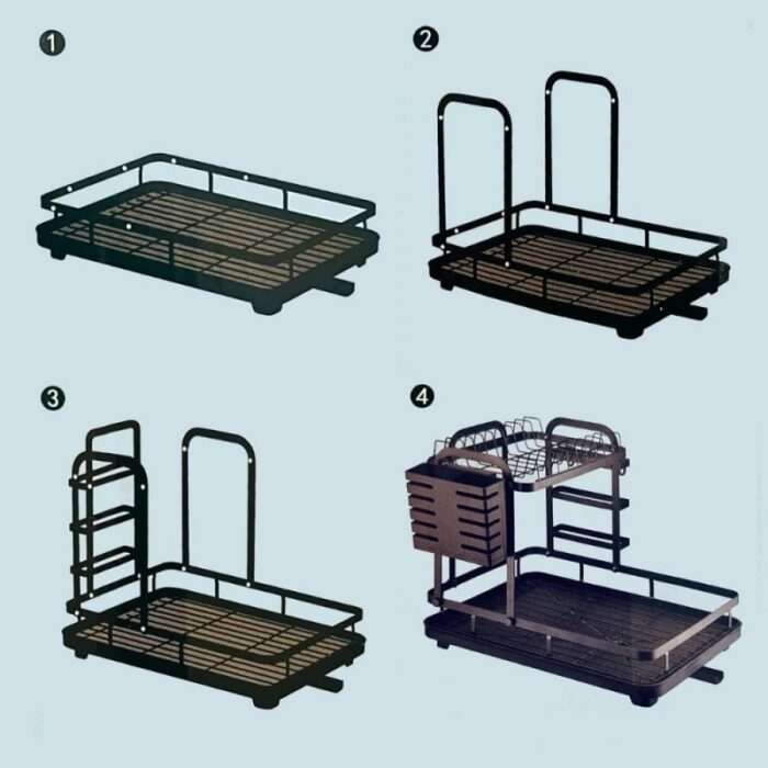 ⁦مشك صحون ستاند معدني طبقتين لون أسود⁩ - الصورة ⁦2⁩