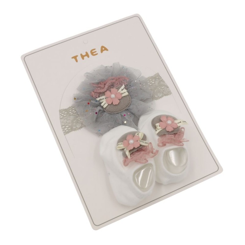 ⁦طقم للأطفال قطعتين لون أبيض و رمادي⁩ - الصورة ⁦1⁩