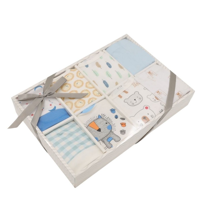 ⁦طقم ملابس للأطفال 8 قطع لون أزرق وأبيض⁩ - الصورة ⁦1⁩