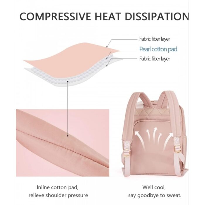 ⁦حقيبة ظهر متعددة الاستعمال مع مدخل USB لون زهري⁩ - الصورة ⁦2⁩