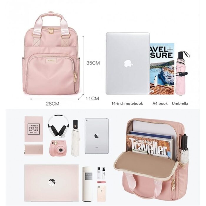 ⁦حقيبة ظهر متعددة الاستعمال مع مدخل USB لون زهري⁩ - الصورة ⁦4⁩