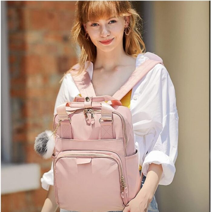 ⁦حقيبة ظهر متعددة الاستعمال مع مدخل USB لون زهري⁩ - الصورة ⁦6⁩